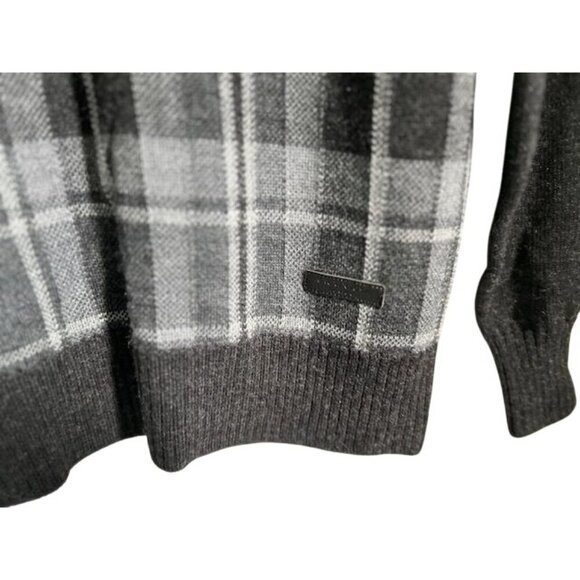 Mens Mackintosh London Black & Gray Plaid Wool Sweater Size M - Picture 4 of 9